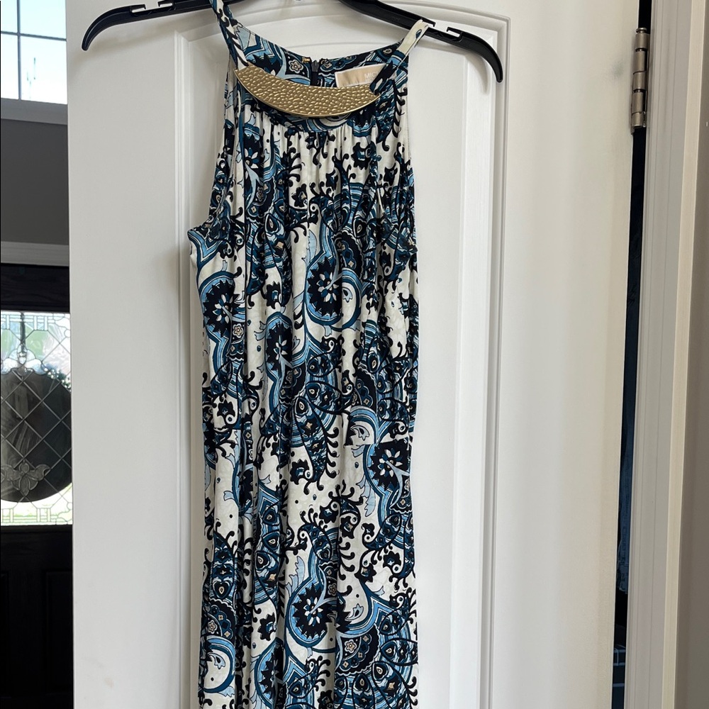 Michael Kors Blue and Black Paisley Maxi Dress
